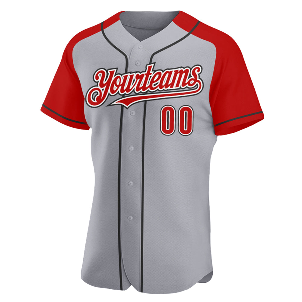 Custom Gray Red-Black Authentic Two Tone Baseball Jersey Discount