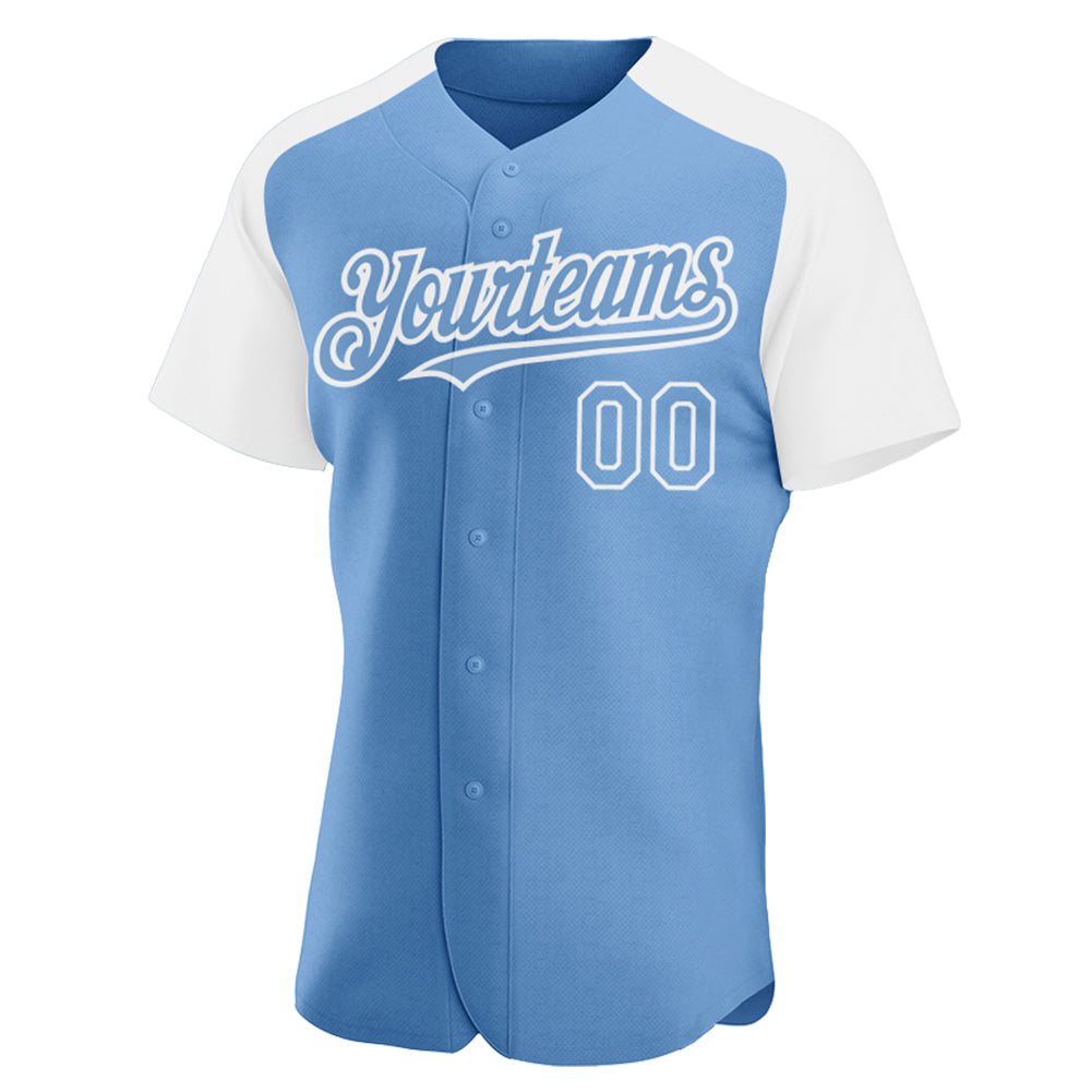 Cheap Custom Light Blue Red-White Authentic Baseball Jersey Free