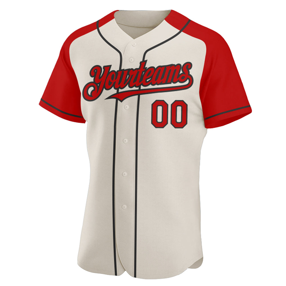 Custom White Red Pinstripe Red-Light Blue Authentic Raglan Sleeves Baseball  Jersey