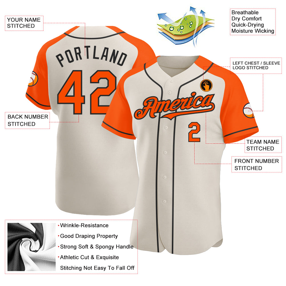 Custom Cream Orange-Black Authentic Two Tone Baseball Jersey