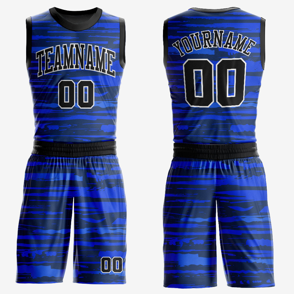 CUSTOM-MADE SUN PROTECTION TOURNAMENT JERSEY- ROYAL BLUE AND BLACK - Black  Speck