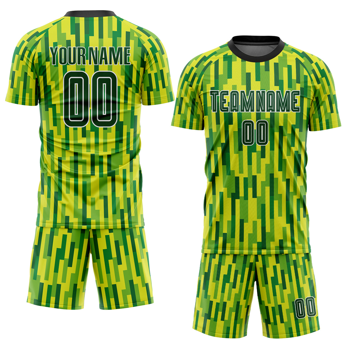 Custom Green Green-Gold Sublimation Soccer Uniform Jersey