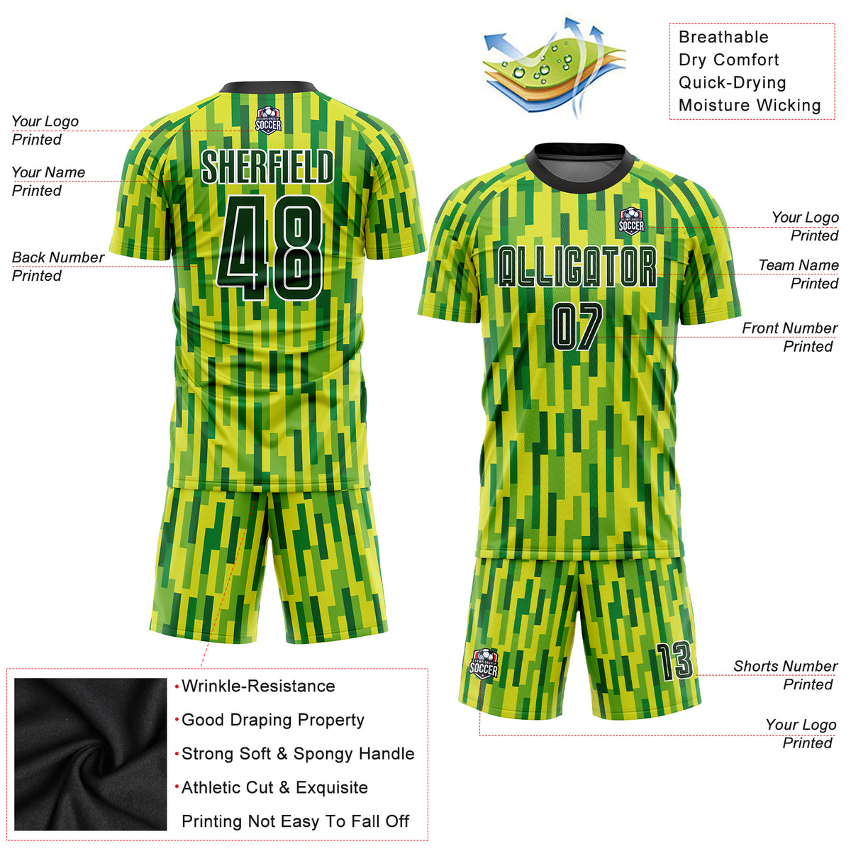 Custom Soccer Uniform Jersey Green Green-Aqua Sublimation