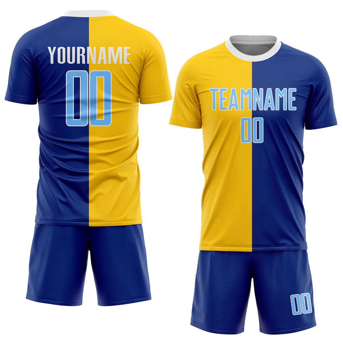 Custom Royal Royal-Light Blue Sublimation Soccer Uniform Jersey