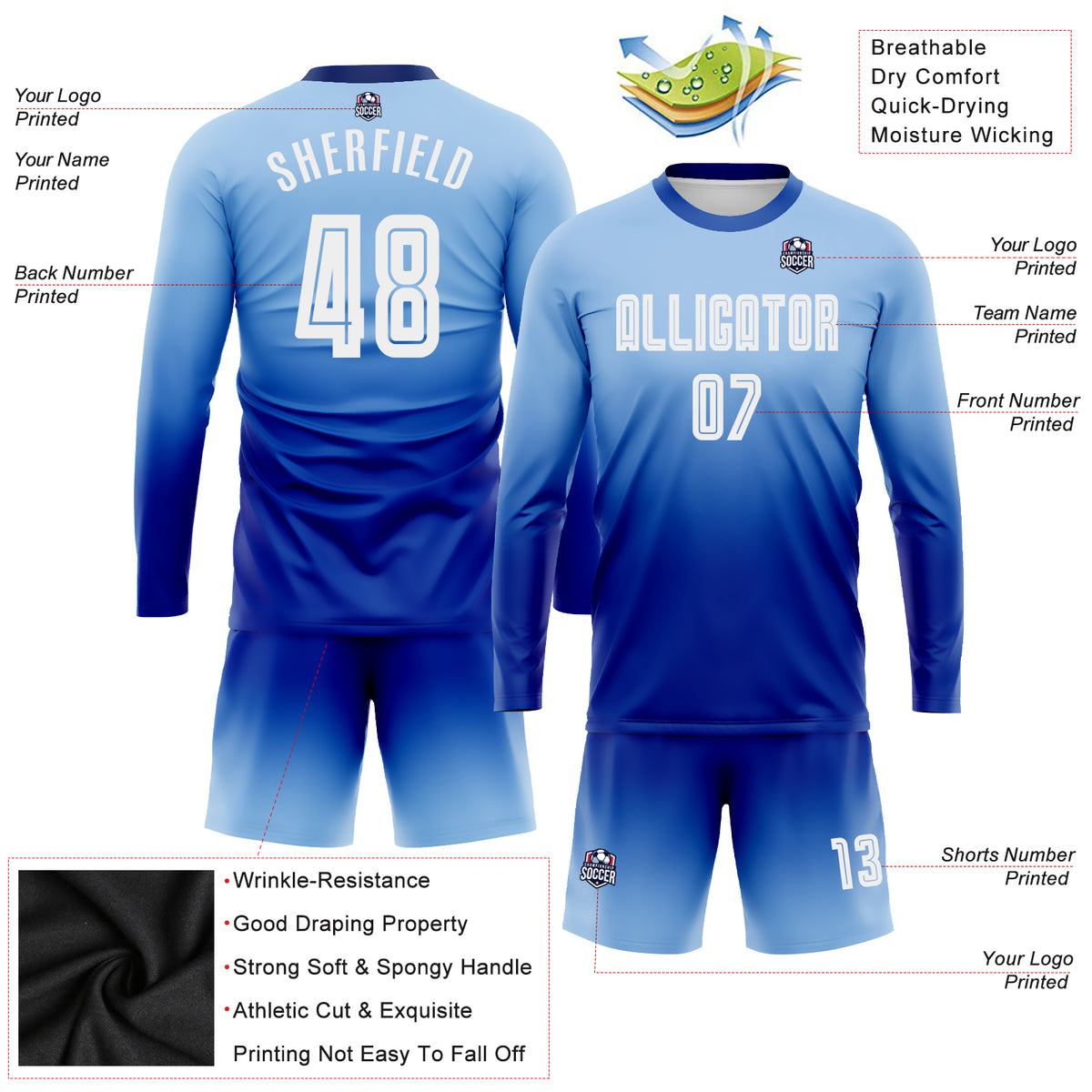 Custom Camo Light Blue-Royal Sublimation Salute To Service Soccer Uniform  Jersey Discount