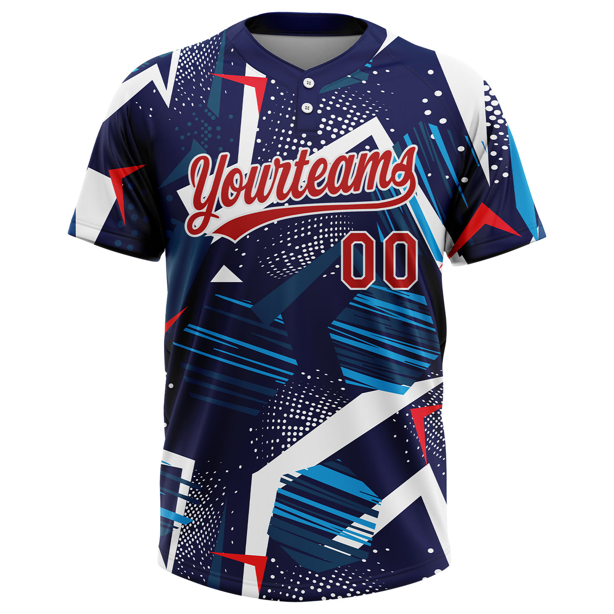 Blue Red White Patriotic Custom Two Button Baseball Jerseys