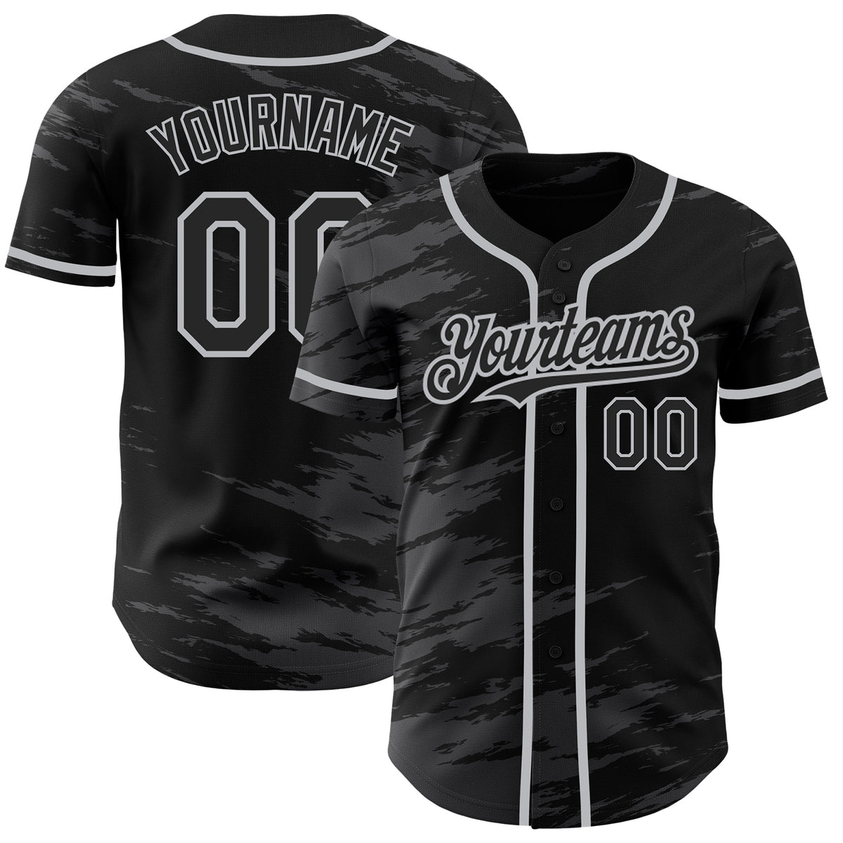 Custom Black Steel Gray Splash Ink Gray Authentic Baseball Jersey Discount