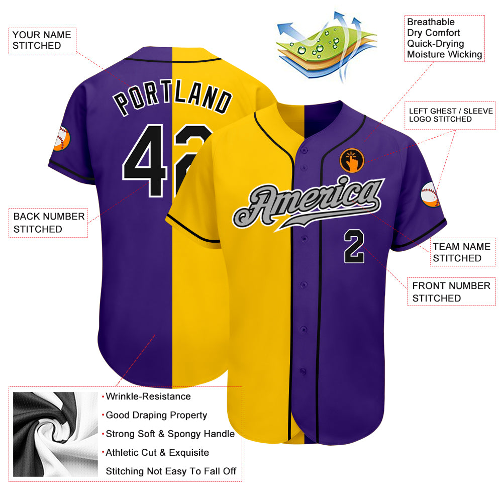 Cheap Custom Black Purple-Gold Authentic Baseball Jersey Free Shipping –  CustomJerseysPro