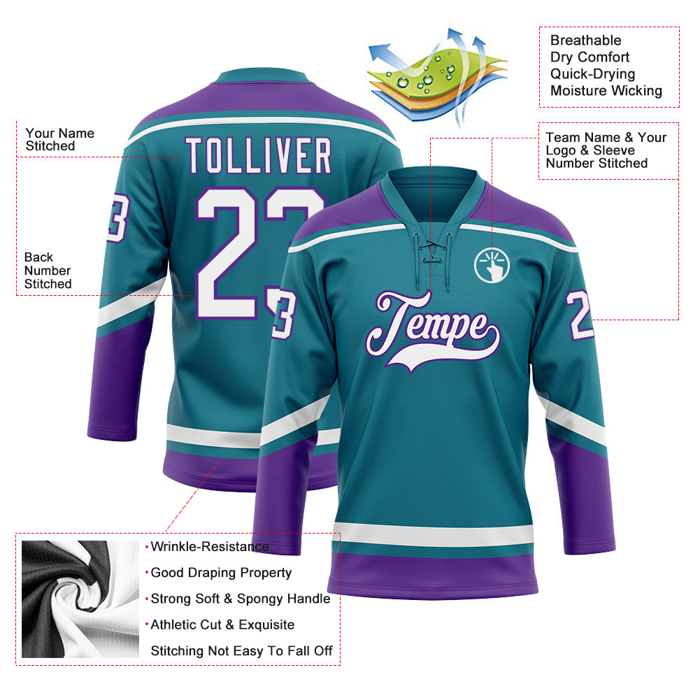 Custom Black White-Purple Hockey Jersey Women's Size:M