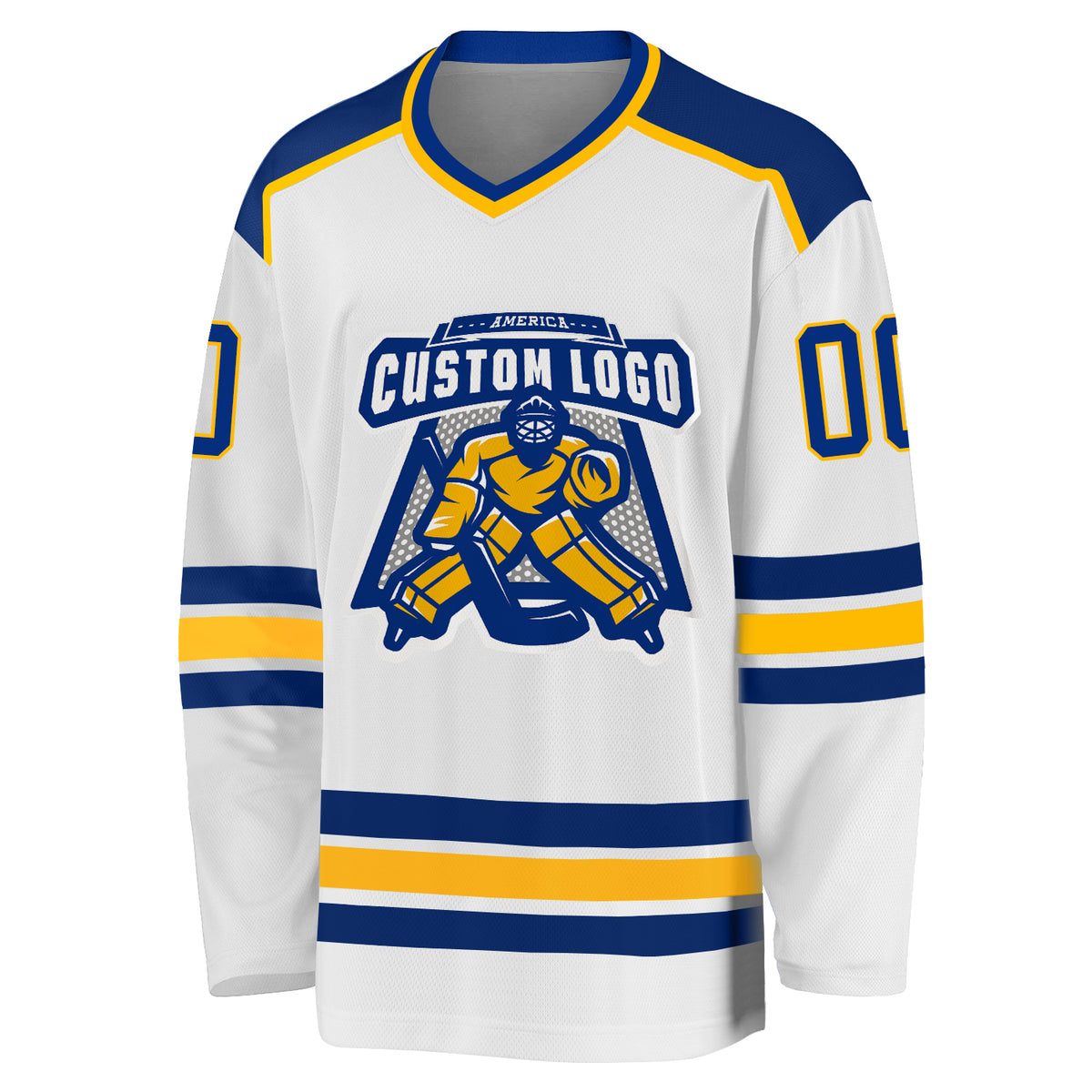 Custom Light Blue White-Royal Hockey Jersey Youth Size:L