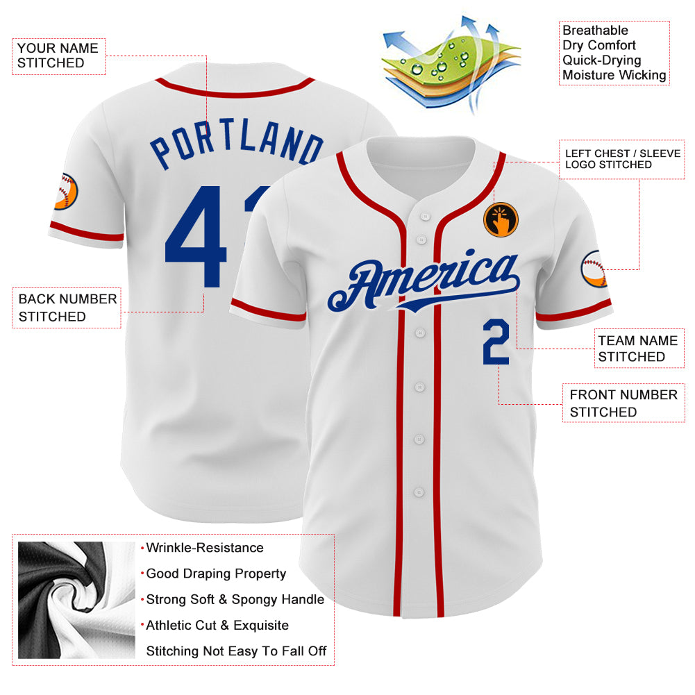 Sale Build Red Baseball Authentic White Jersey Royal – CustomJerseysPro