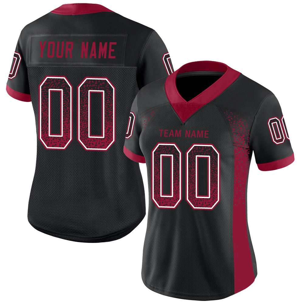 Custom White Cardinal-Black Mesh Drift Fashion Football Jersey