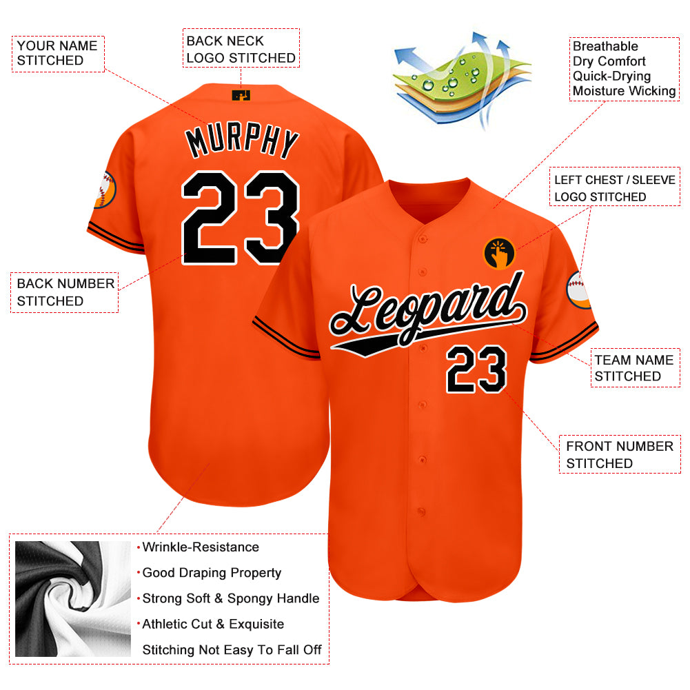 Custom Orange Baseball Jersey with White PIPING. Personalized with Your Team As A Baseball Logo, Player Name and Numbers