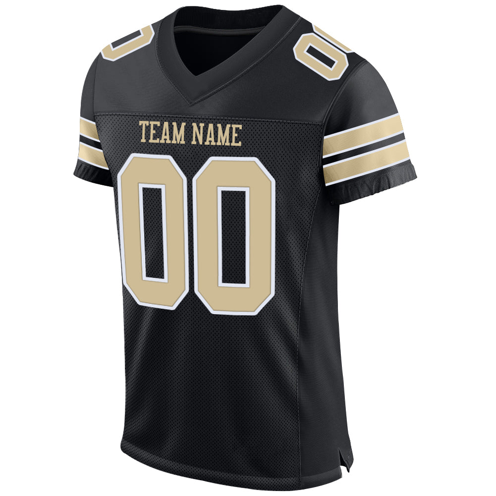 Custom Vegas Gold Black-White Mesh Drift Fashion Football Jersey