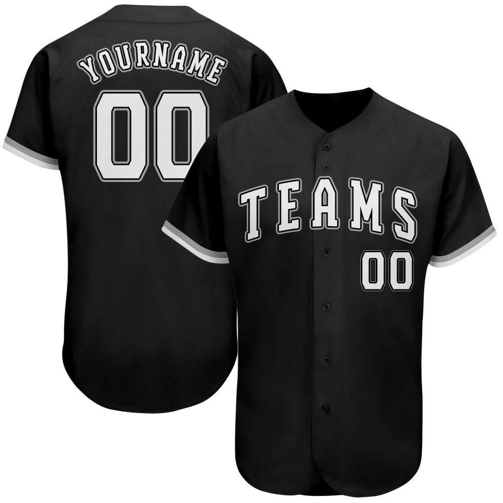 Custom Team Gray Baseball Authentic Black Jersey Black