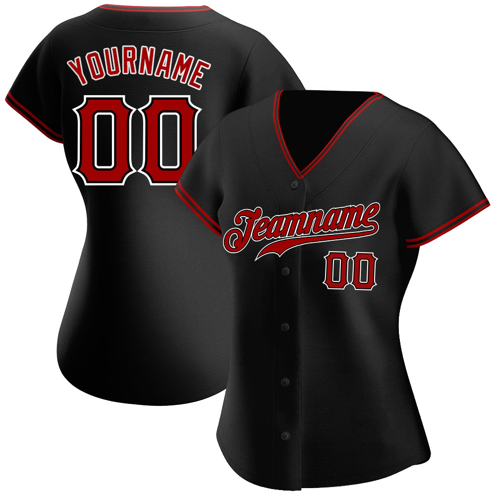 Custom Red White-Black Authentic Baseball Jersey – FiitgCustom