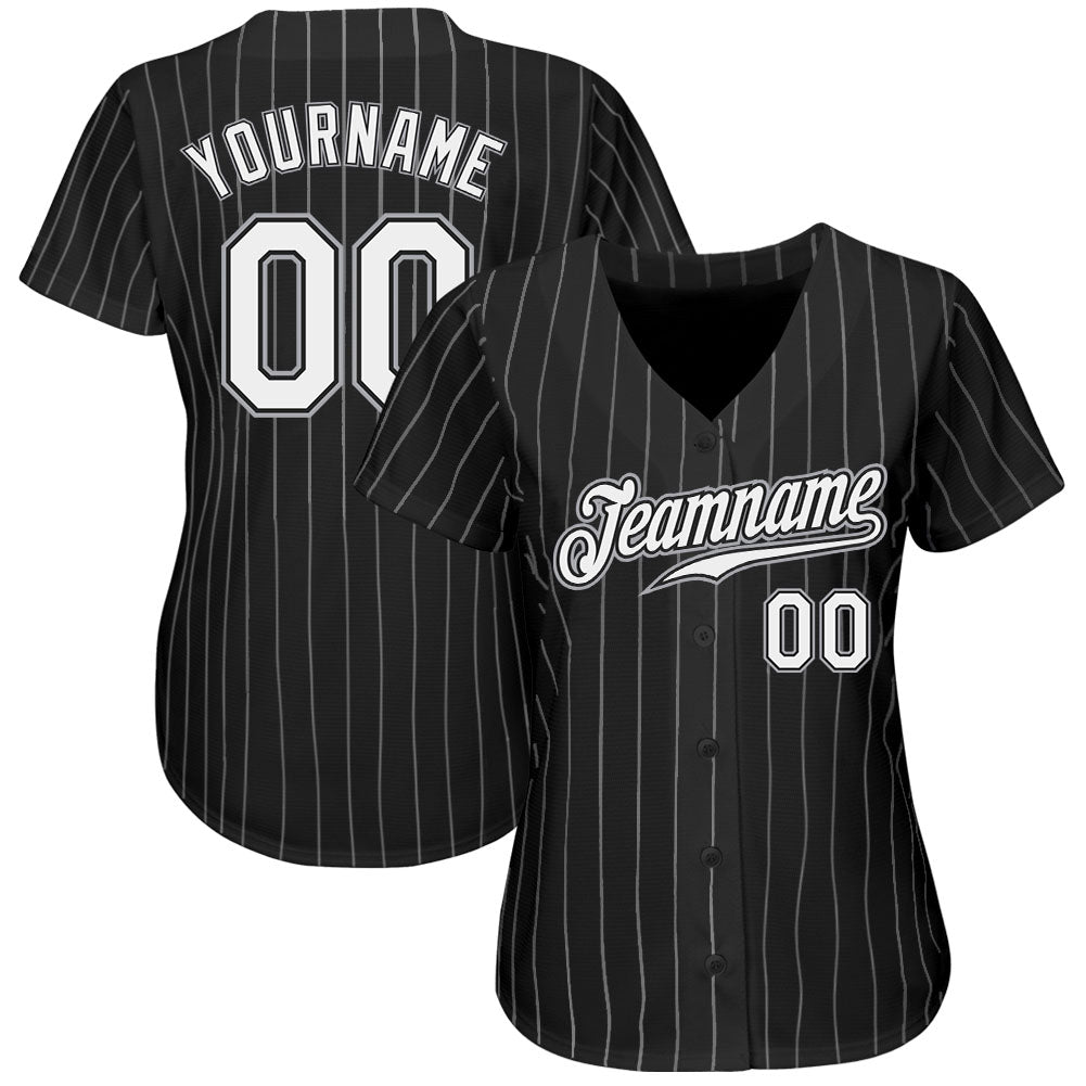 Custom Baseball Jersey Black White-Gray