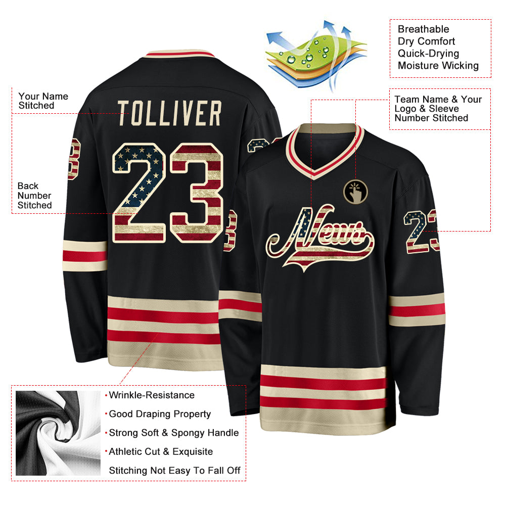 Custom Olive Red-Cream Salute To Service Hockey Jersey Discount