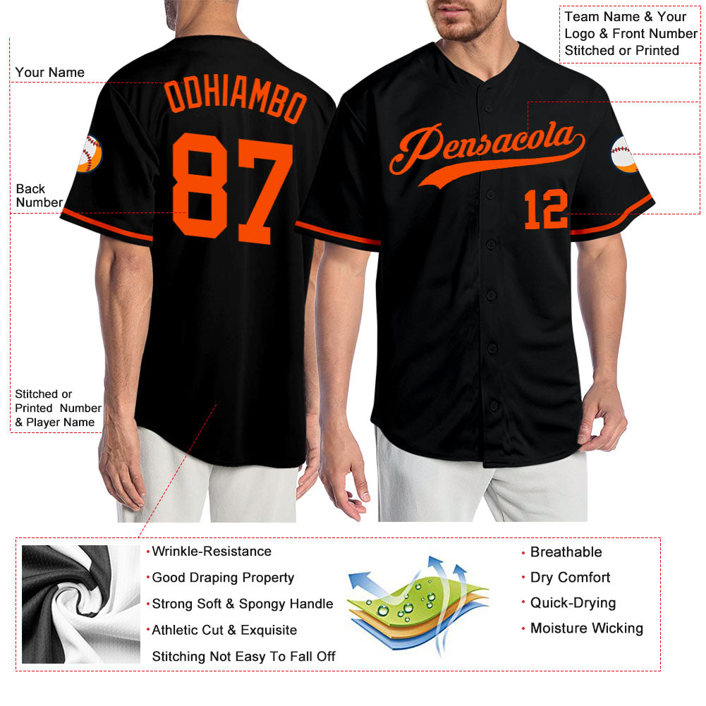 Sale Build Black Baseball Authentic Gray Jersey Orange – CustomJerseysPro