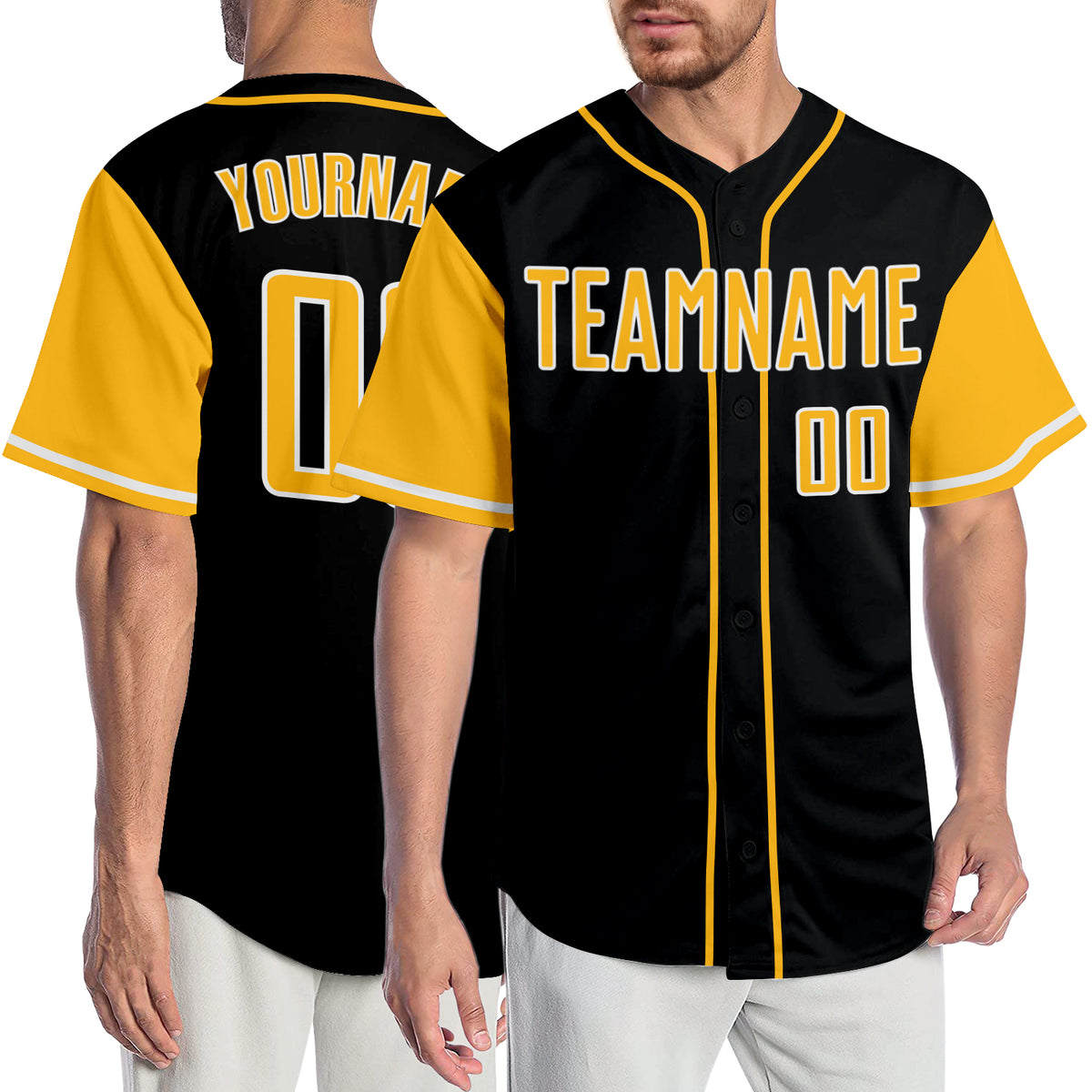 Custom White Black-Gold Authentic Two Tone Baseball Jersey