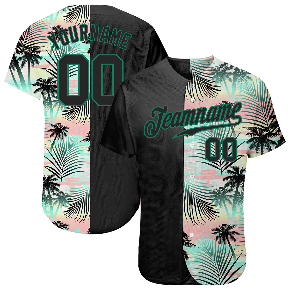 Cheap Custom Black Black-Pink 3D Pattern Design Tropical Palm Leaves  Authentic Baseball Jersey Free Shipping – CustomJerseysPro