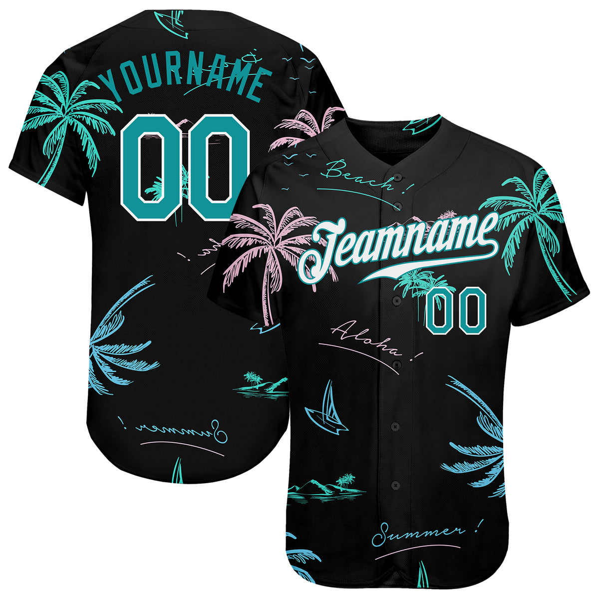 Custom Black Silver 3D Pattern Design Hawaii Palm Trees Authentic Baseball  Jersey Sale – UKSN INC