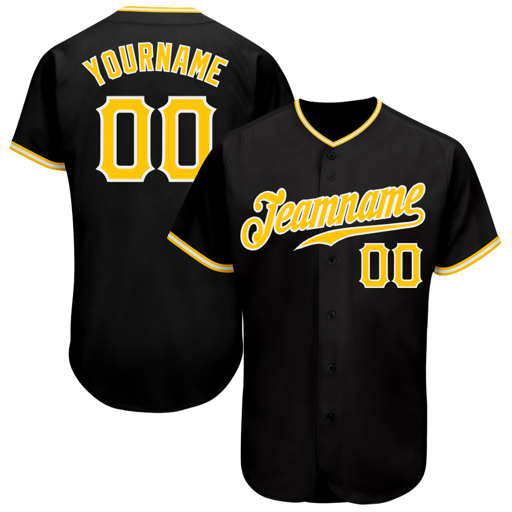 Custom White Black-Gold Authentic Baseball Jersey Discount