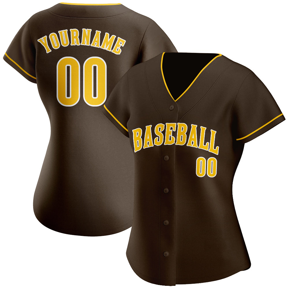 Custom Team White Baseball Authentic Gold Jersey Black