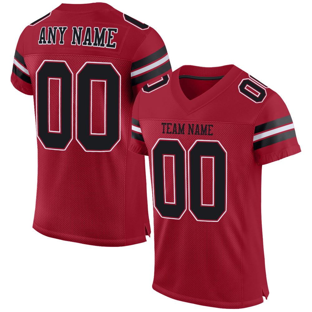 Custom Cardinal Black-White Mesh Split Fashion Football Jersey