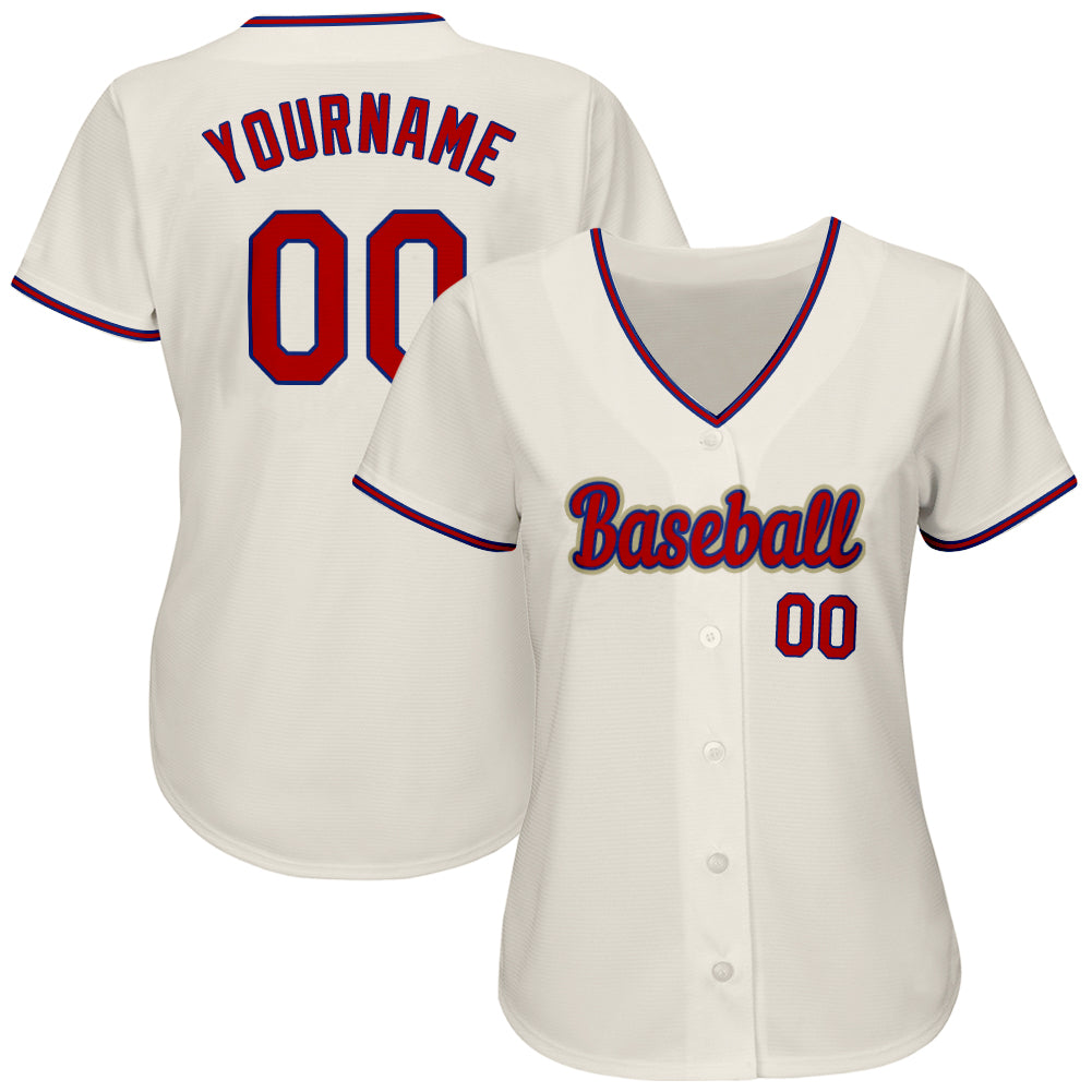 Custom Cream Cream-Red Authentic Baseball Jersey