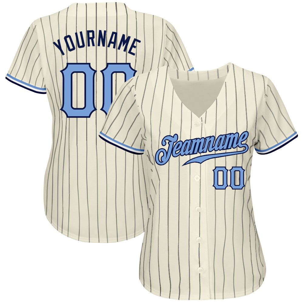 Custom Black White Pinstripe Pink-Light Blue Authentic Baseball Jersey  Discount