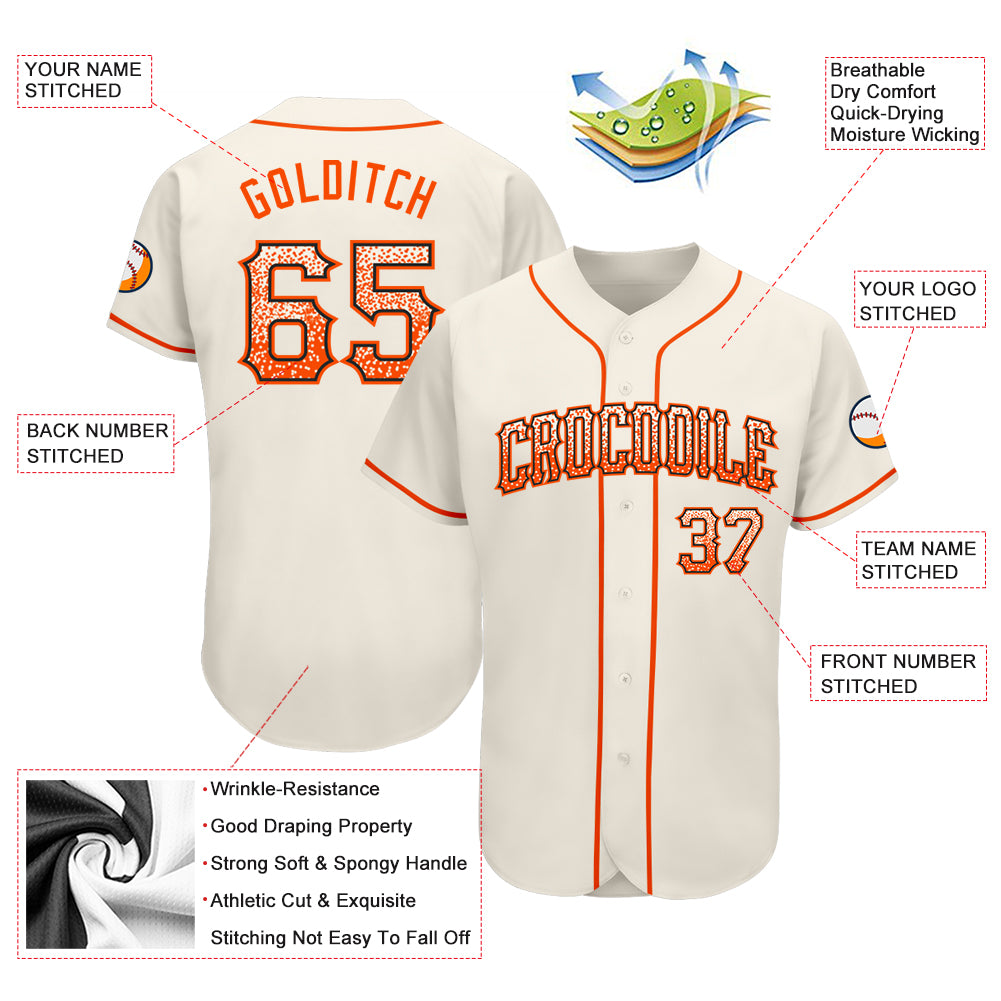 Custom Cream Black-Orange Baseball Jersey