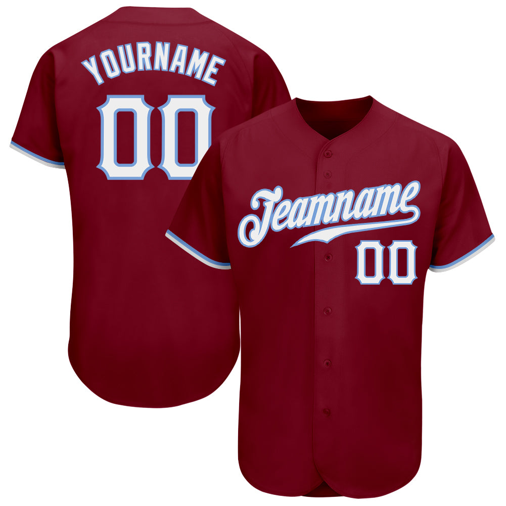 Custom White Red Pinstripe Red-Light Blue Authentic Raglan Sleeves Baseball  Jersey