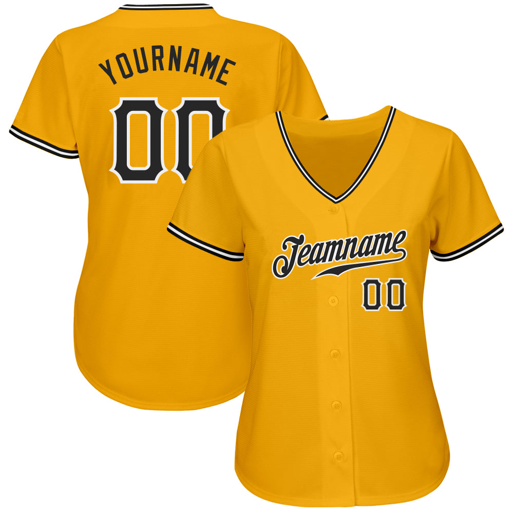 Custom Team Gold Baseball Authentic Gray Jersey Black