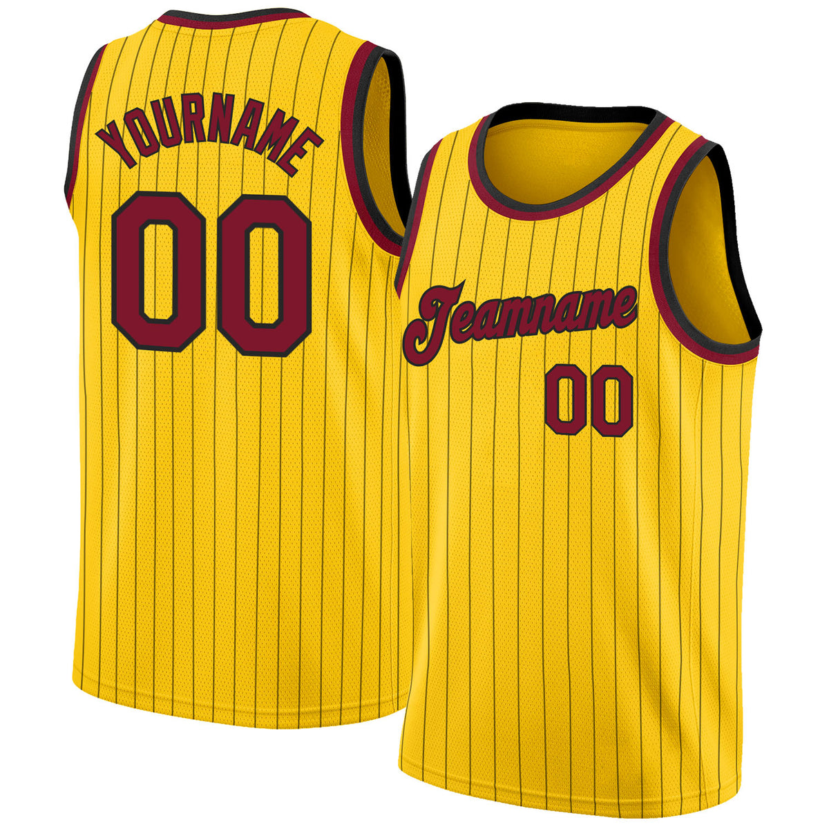 Custom Black Maroon-Gold Authentic Throwback Basketball Jersey