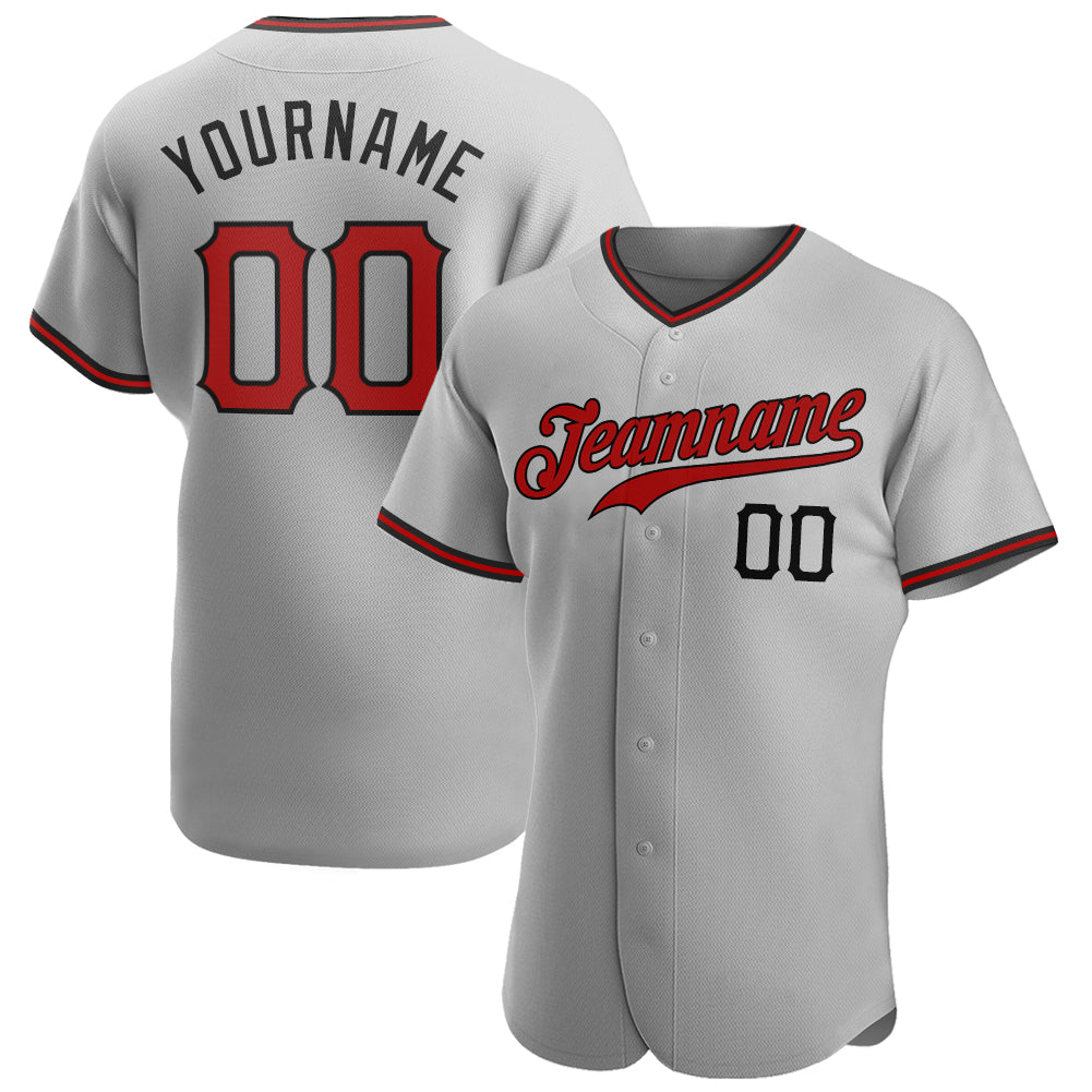 Custom Black Red-White Authentic Two Tone Baseball Jersey