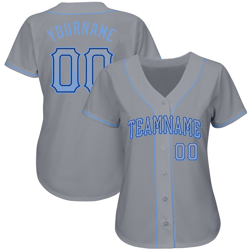 Custom Gray Light Blue Royal Authentic Drift Fashion Baseball