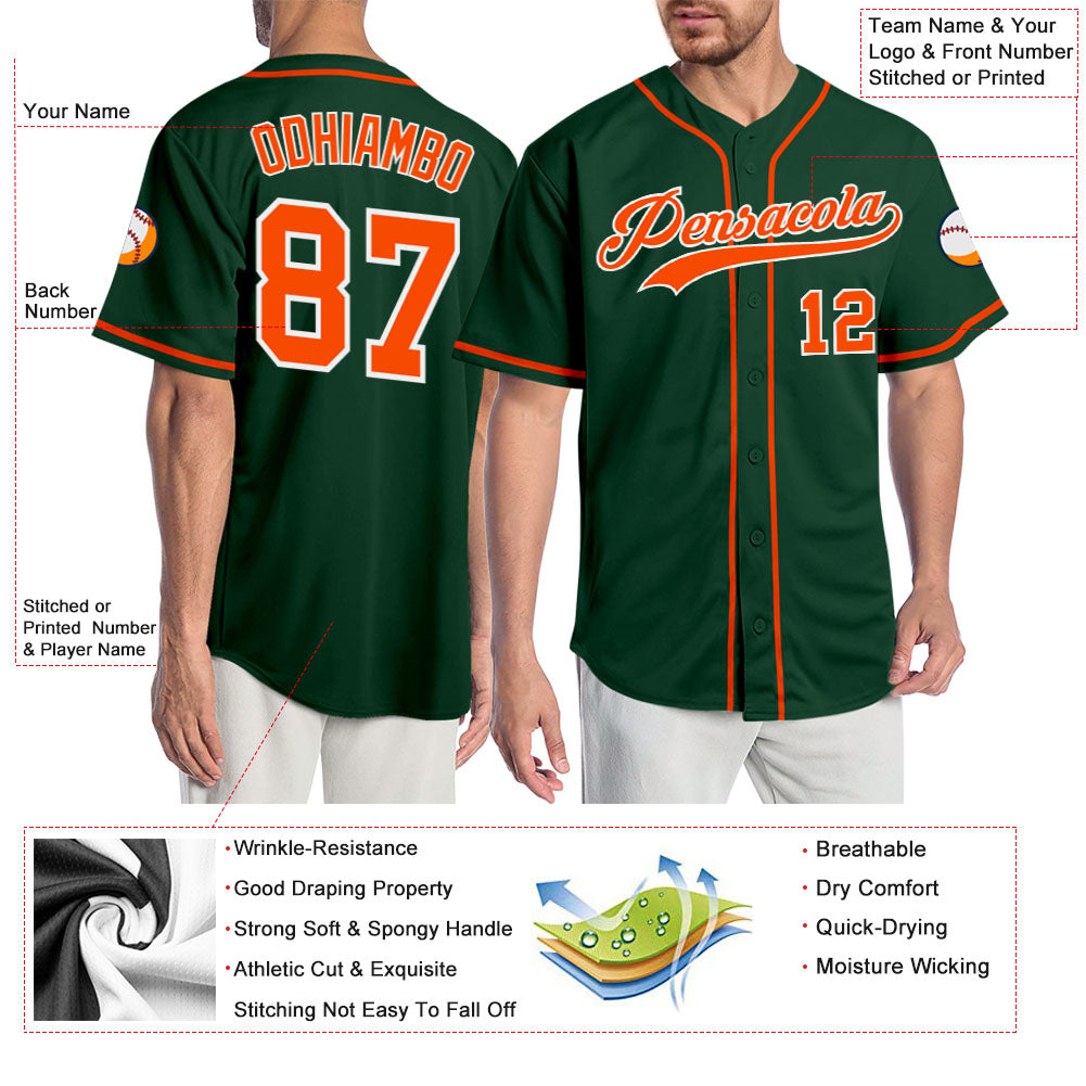 Custom Orange Teal-White Authentic Baseball Jersey Men's Size:3XL
