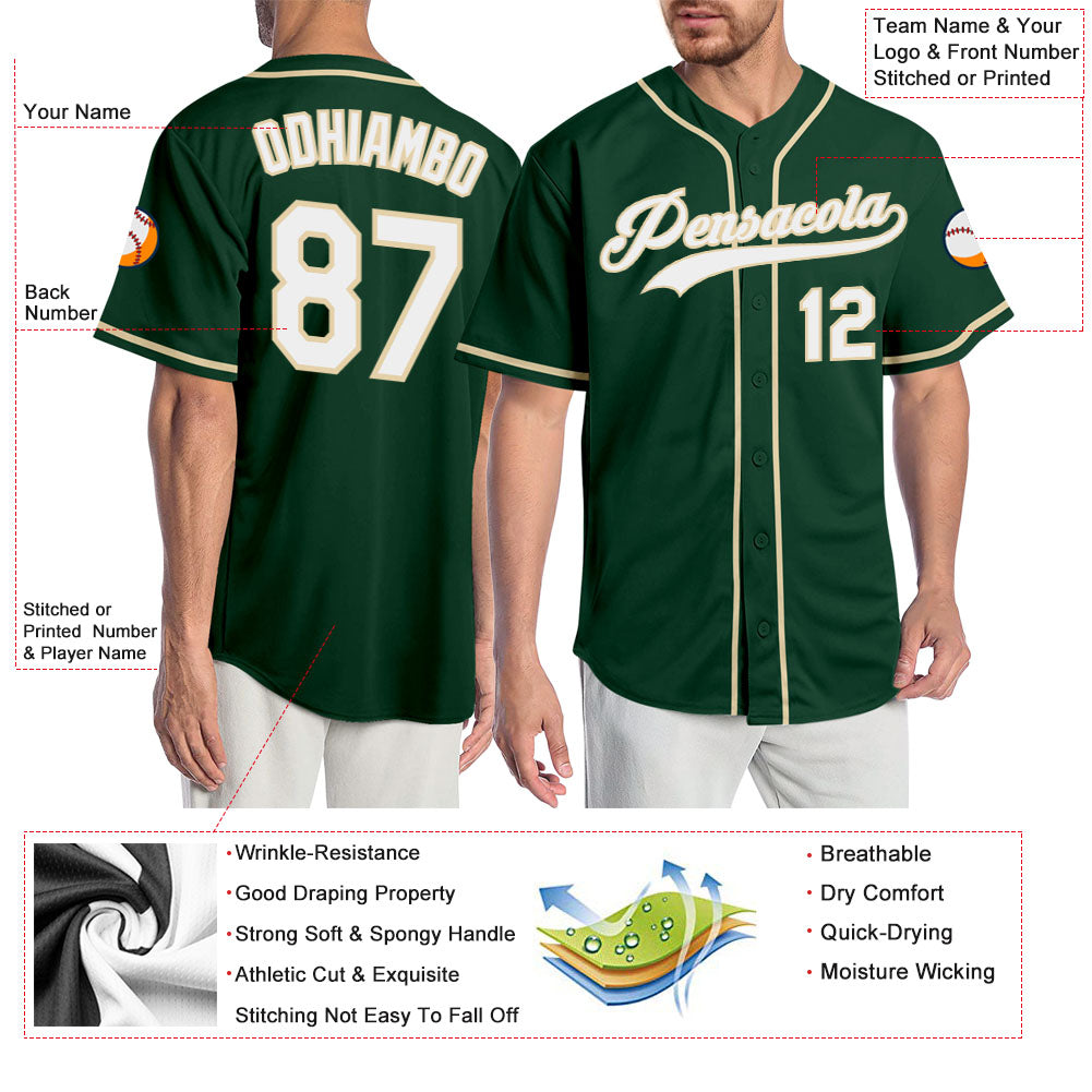 Custom Green Gray-White Authentic Baseball Jersey