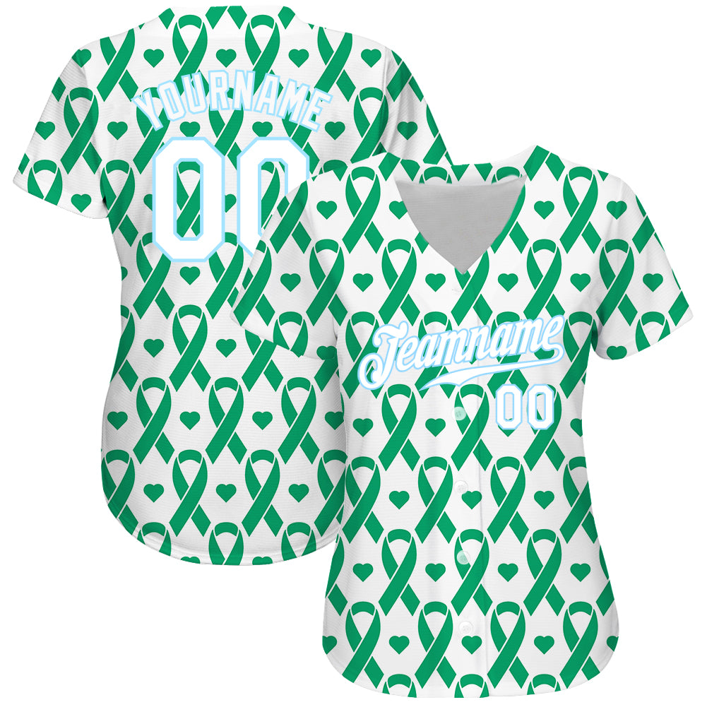 Custom Sky Blue Kelly Green-White Authentic Baseball Jersey Discount