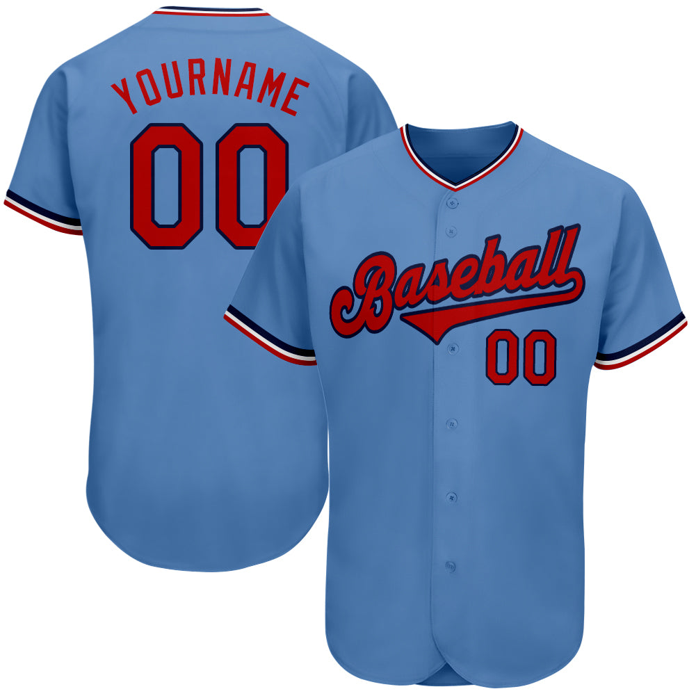 Custom Red Light Blue-White Authentic Baseball Jersey Discount – snapmade