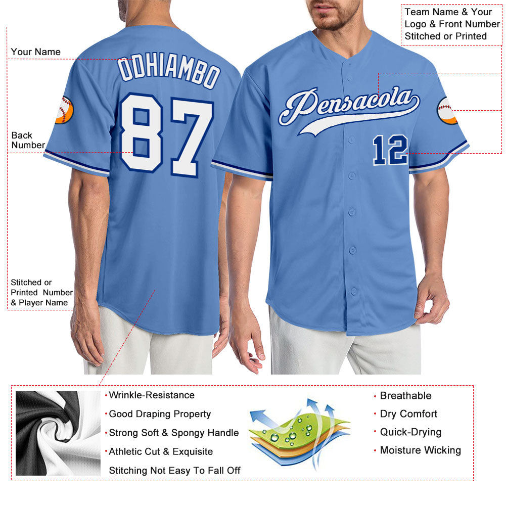 Sale Build Light Blue Baseball Authentic Royal Jersey White –  CustomJerseysPro