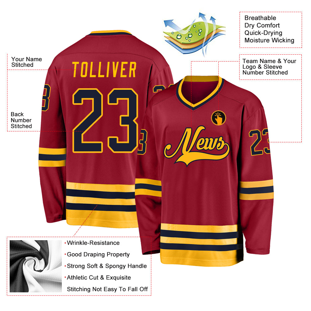 Maroon/Gold Custom Ice Roller Hockey Jerseys Design | YoungSpeeds