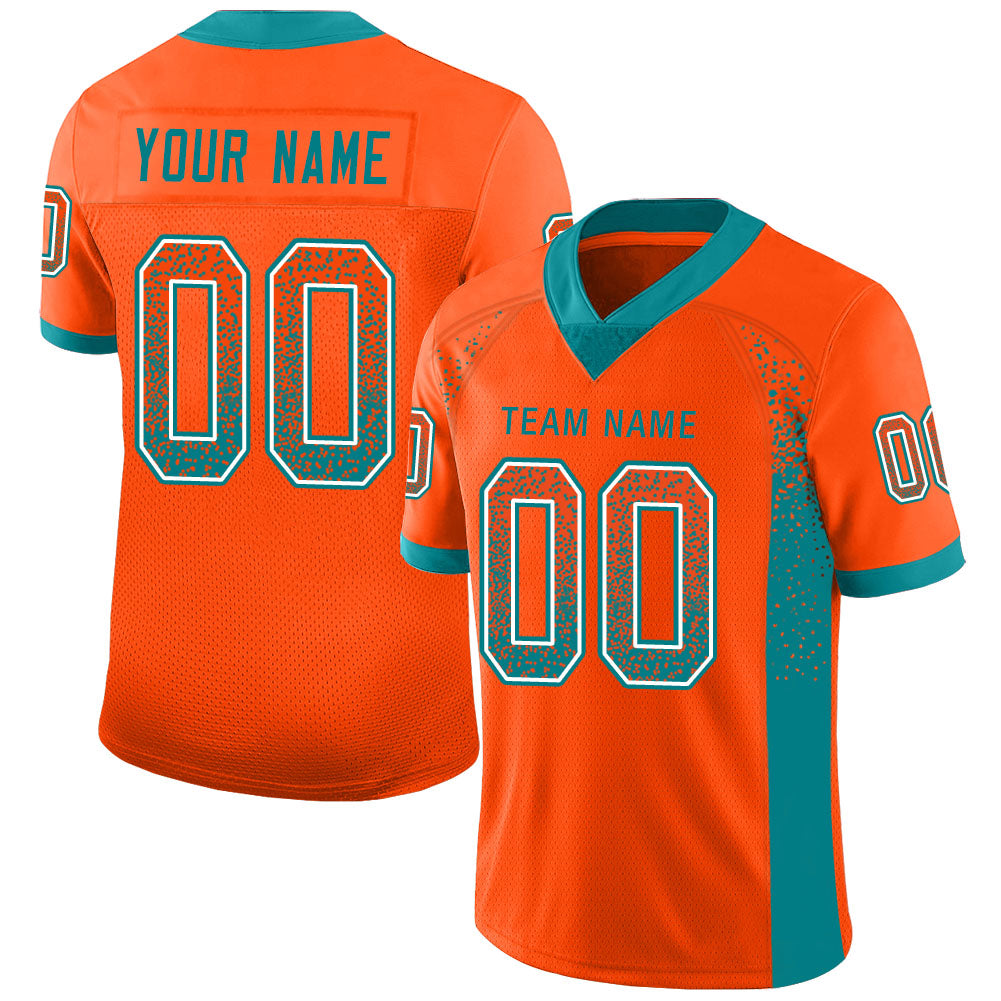 NFL Football MIAMI DOLPHINS Aqua Orange Baseball Style V-Neck Polyester Jersey  Shirt