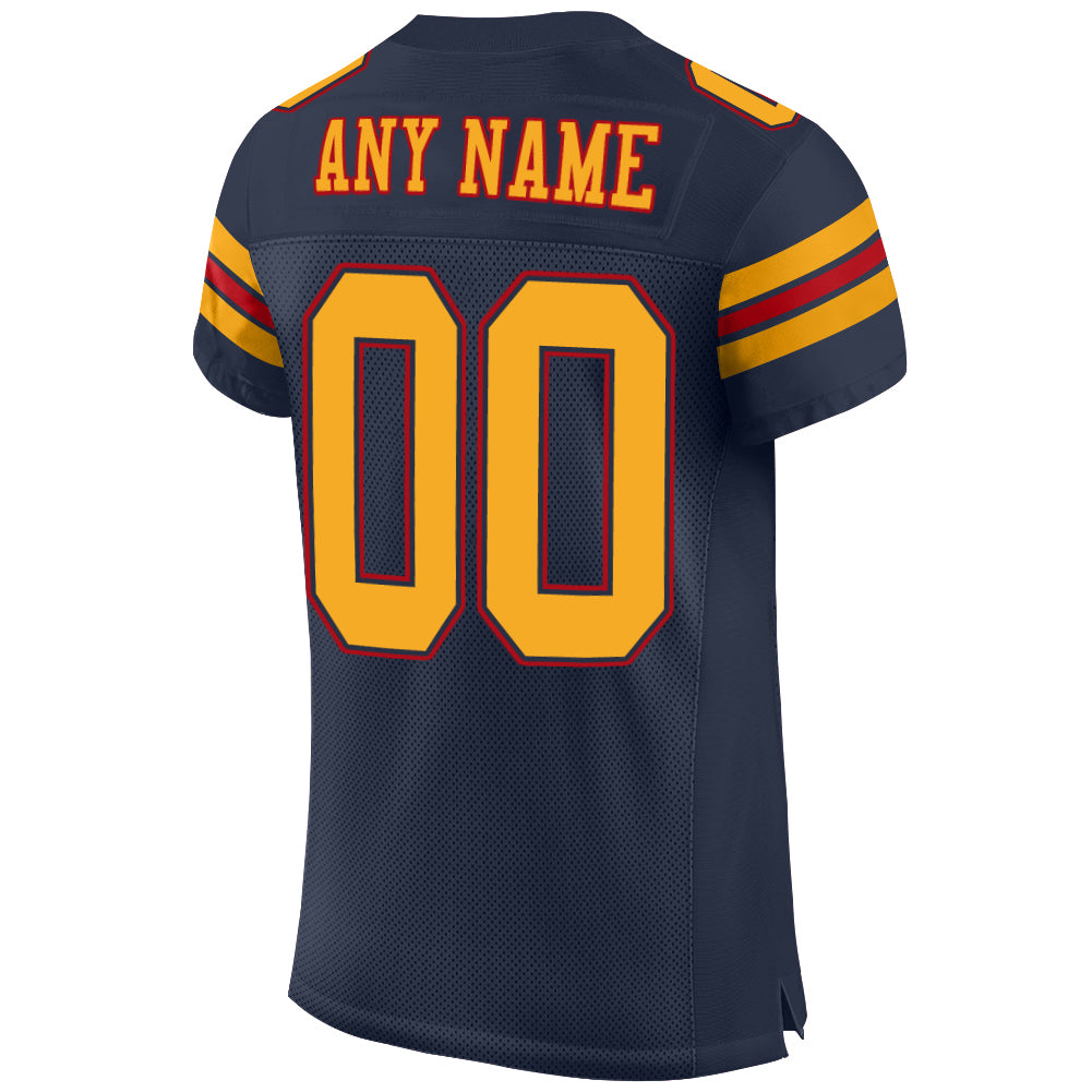 Cheap Custom Navy Gold-Orange Mesh Authentic Football Jersey Free Shipping  – CustomJerseysPro