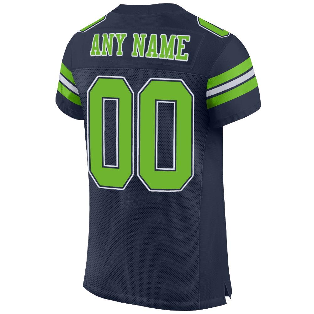 Cheap Custom Navy Neon Green 3D Seattle City Edition Fade Fasion