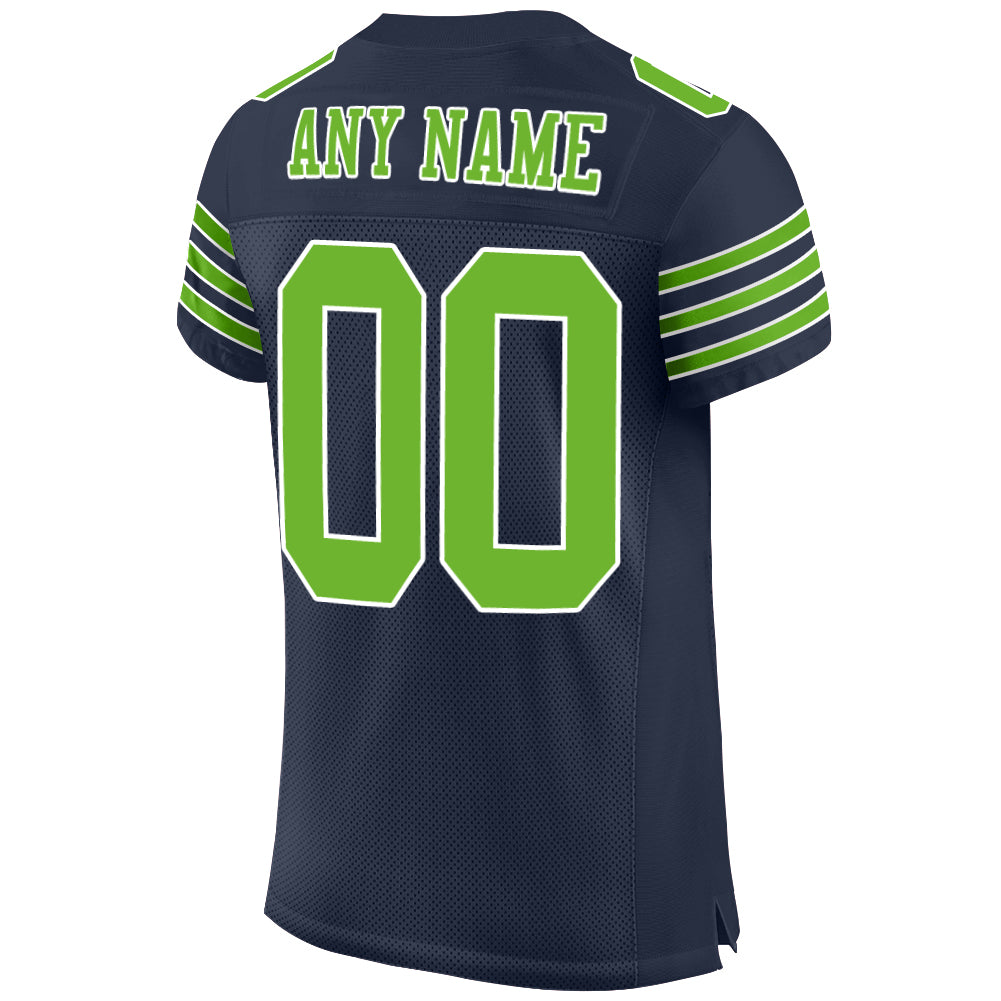 Custom Neon Green Pink-Navy Mesh Authentic Football Jersey Discount