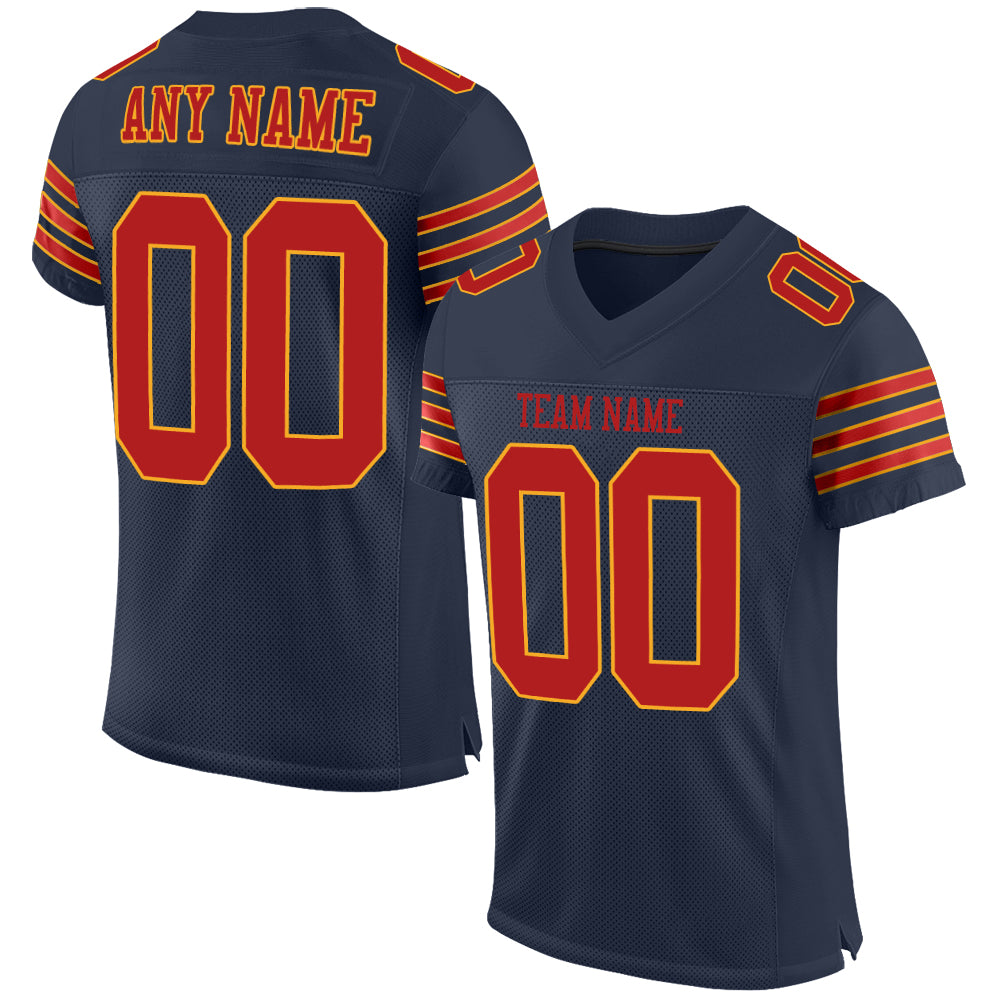 Custom Navy Orange-White Mesh Authentic Football Jersey