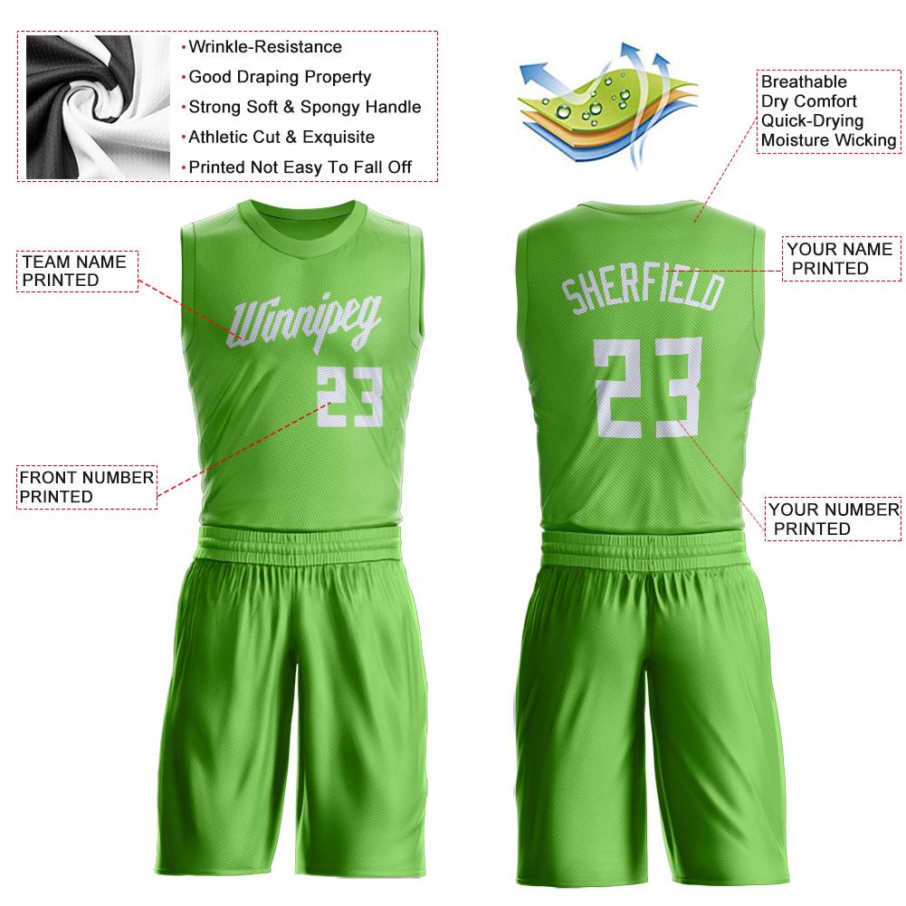 Custom Green White Round Neck Rib-Knit Basketball Jersey – ZhongXingHuiTian
