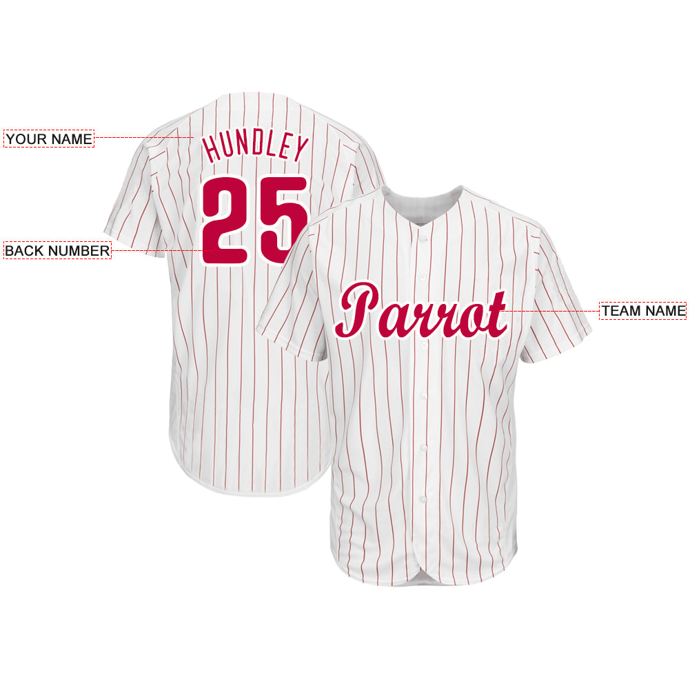 Custom Logo Name Number Red Pinstripe Baseball Jersey